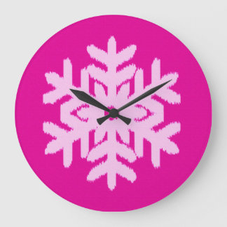Relógio Grande Ikat Snowflake - Fuchsia e rosa-gelo