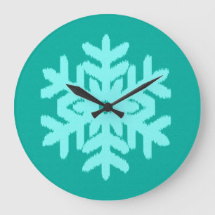Relógio Grande Ikat Snowflake - Turquesa e aqua
