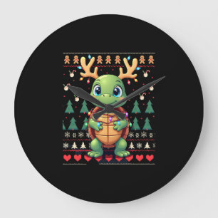 Relógio Grande Iluminação de Tartaruga de Natal no Estilo Suéter 