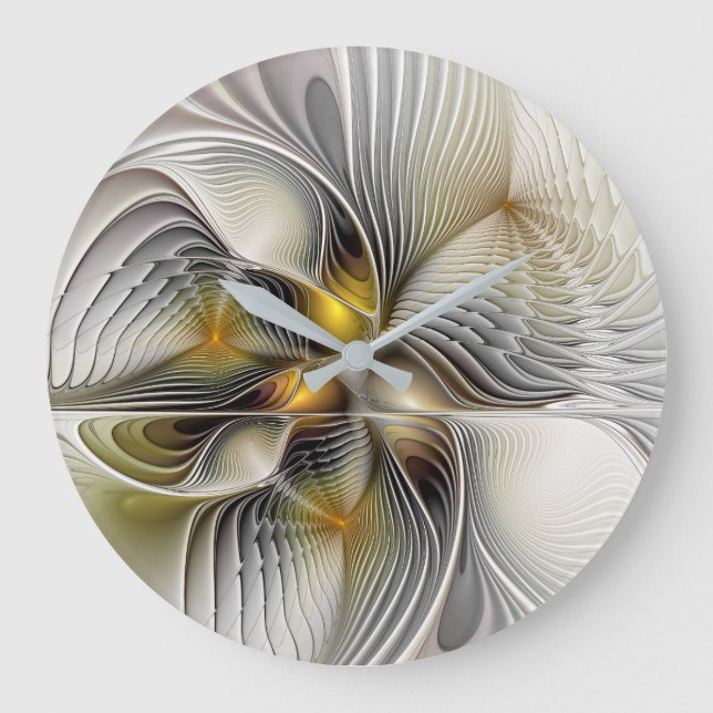 Relógio Grande Ilusão Óptica Abstrata Fractal 3D Com Profundidade (Frente)