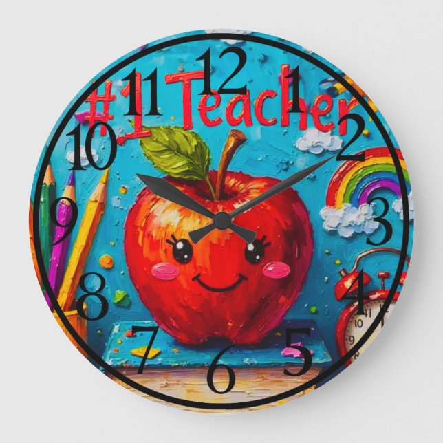 Relógio Grande Ilustração de Apreciação de Professores #1 (Frente)