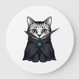 Relógio Grande Ilustração de Design de Retrato de Gato com Gravur