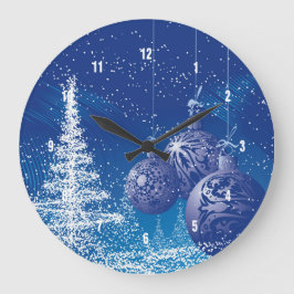 Relógio Grande Ilustração de Natal Branco E Azul