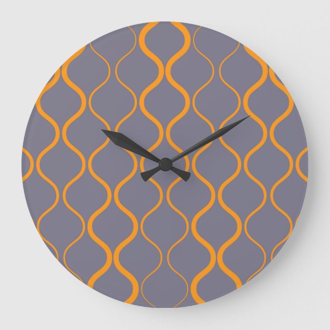 Relógio Grande Ilustração de onda amarela, retrô, curva de tendên (Frente)