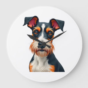 Relógio Grande Ilustração de retrato de cachorro colorido retrô V