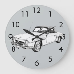 Relógio Grande Ilustração do carro clássico Mercedes Benz 300 sl