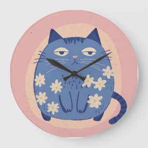 Relógio Grande ilustração vetorial de desenho animado de gato fof