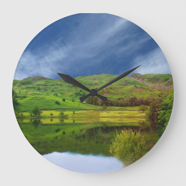 Relógio Grande Imagem de Lake District para Round Wall Clock (Frente)