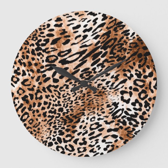 Relógio Grande Impressão Afro-Leopardo Invisível (Frente)
