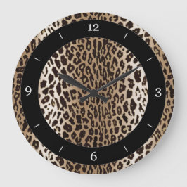 Relógio Grande Impressão animal do leopardo do Taupe