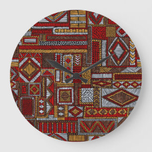 Relógio Grande Impressão de Étnica Bordada de Estilo de Patchwork