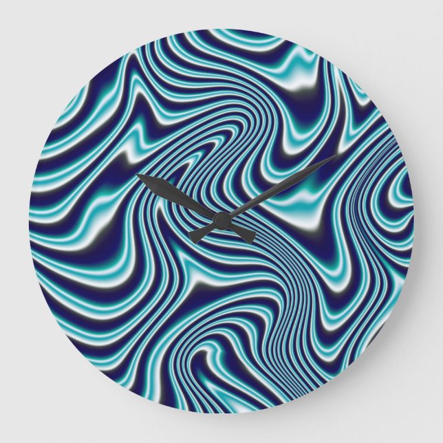 Relógio Grande Impressão de Fluido Azul (Frente)