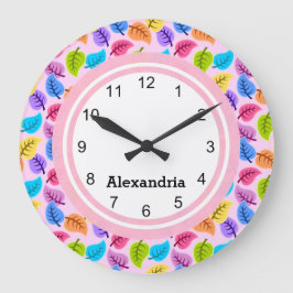 Relógio Grande Impressão de Folha Rosa
