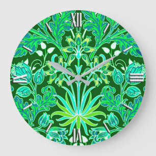 Relógio Grande Impressão de Jacinto de William Morris, Verde Esme