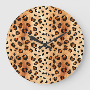 Relógio Grande Impressão de Leopardo Aquoso: Textura Exótica De P