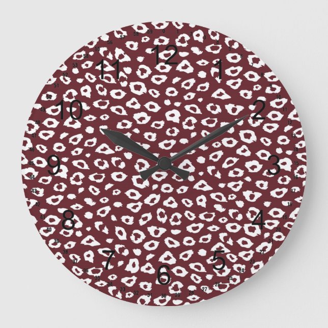 Relógio Grande Impressão de Leopardo Vermelho (Frente)