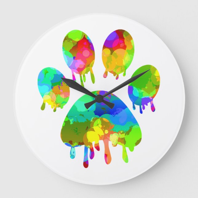 Relógio Grande Impressão de Paw (Frente)