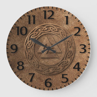 Relógio Grande Impressão do couro do guerreiro de Viking