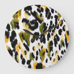 Relógio Grande Impressão Leopardo: Fundo de Textura Animal