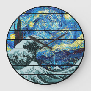 RELÓGIO GRANDE IMPRESSIONISMO ESTARIA ONDA NOTURNA DA ARTE DE KAN