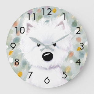 Relógio Grande Impressões de KiniArt Fluffy Westie