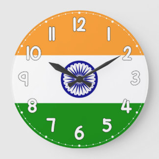 Relógio Grande India Flag Wall Clock – Patriotic Indian Decor