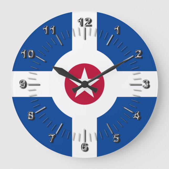 Relógio Grande Indianapolis (Indiana) flag Large Clock (Frente)