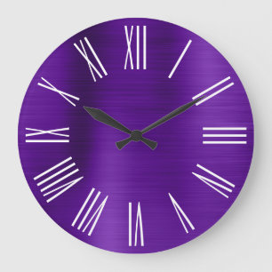 Relógio Grande Indigo Purple Foil White Numerações Romanas