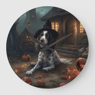 Relógio Grande Inglês Springer Spaniel Pumpkins Halloween Scary