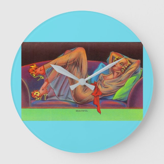 Relógio Grande início da década de 1940 Linda menina dos alfinete (Frente)