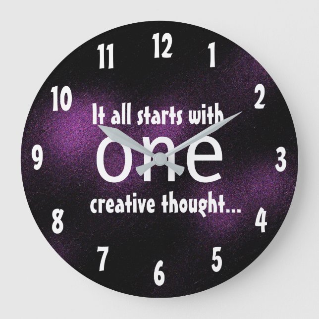 Relógio Grande Inspiração Cotação Criativa Design de Púrpura Escu (Frente)