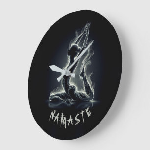 Relógio Grande Instrutor Yoga Reiki Pose Rei Pigeon com uma perna