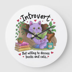 Relógio Grande Introvertido Mas Disposto a Discutir Livros e Gato