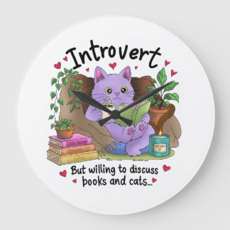 Relógio Grande Introvertido Mas Disposto a Discutir Livros e Gato