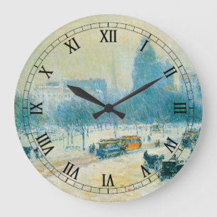 Relógio Grande Inverno na Union Square por Frederick Childe Hassa