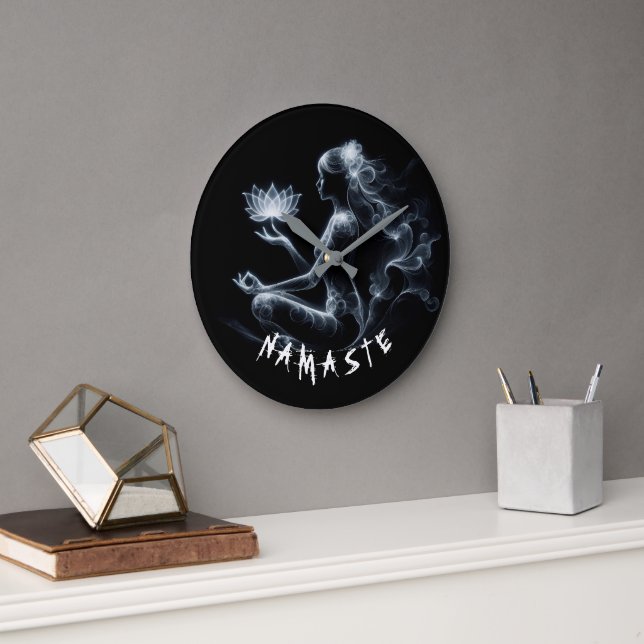 Relógio Grande Ioga Instrutor Lotus Meditação Pose Brilhante (Escritório)