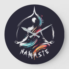 Relógio Grande Ioga Instrutor Lotus Meditation Pose Brushstrokes