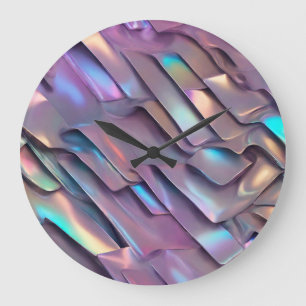 Relógio Grande Iridescente futurista/abstrato holográfico