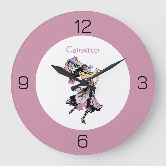 Relógio Grande Íris - Abastecimento da Flor Whimsical Fleur-de-Li (Frente)