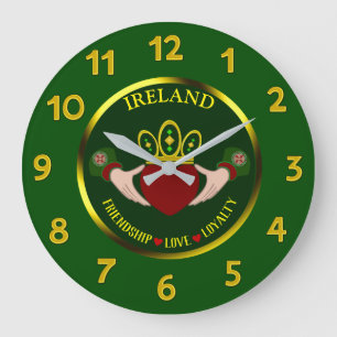 Relógio Grande Irish Claddagh Personalizado