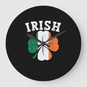 Relógio Grande Irlanda Shamrock Irlanda Rua de bandeira Patrick D