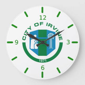 Relógio Grande Irvine (California) flag Large Clock