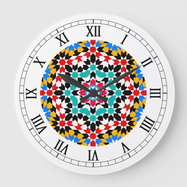 Relógio Grande Islamic geometric pattern Wall Clock (Frente)