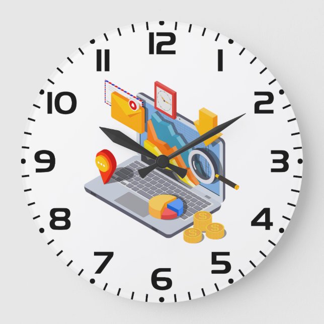 Relógio Grande Isometric Business Data Analytics Laptop (Frente)