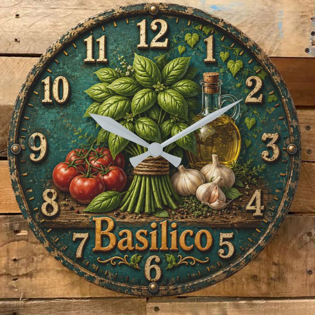 Relógio Grande Italian Basil Kitchen  Rustic Farmhouse  (Criador carregado)