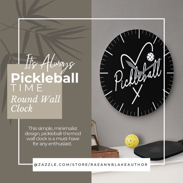 Relógio Grande It's Always Pickleball Time Round Wall Clock (Criador carregado)
