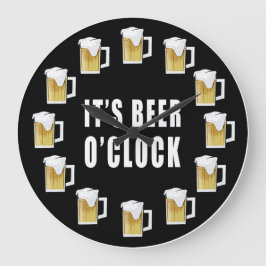 Relógio Grande It's Beer O'clock - Funny Clock Design