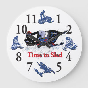Relógio Grande Its Time to Sled - a Cool Snowmobile Clock