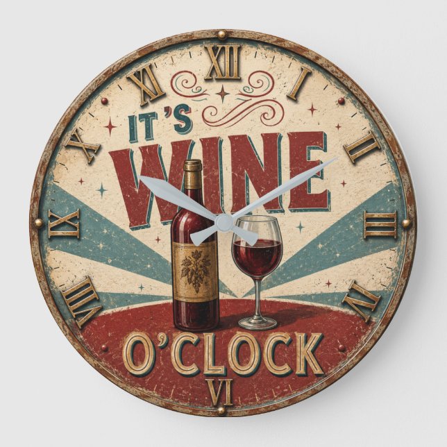 Relógio Grande It's Wine O'Clock  (Frente)