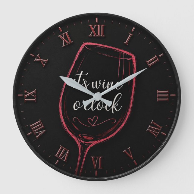 Relógio Grande It's Wine O'Clock Modern Minimalist  (Frente)